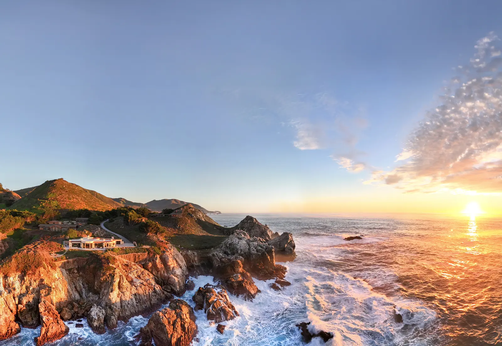 Aerial panorama of the Big Sur coast at sunset — fine art print