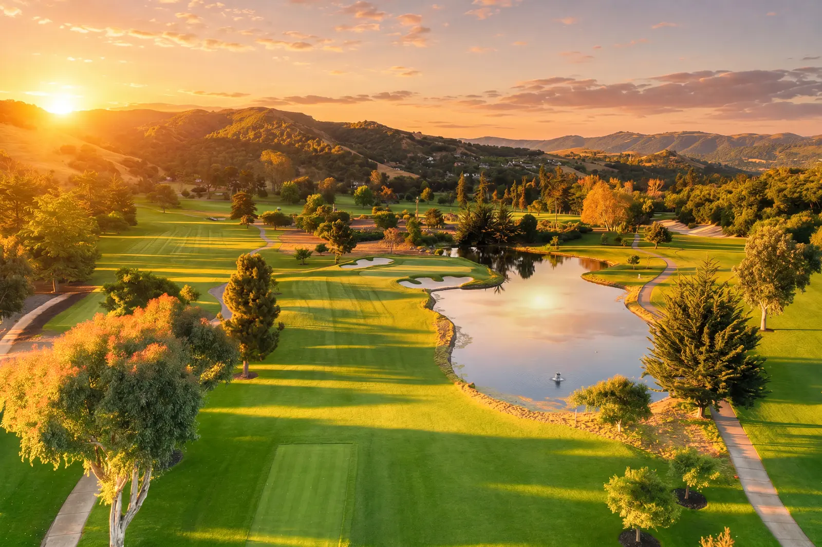 Golf course at sunrise on the Monterey Peninsula, photographed by Manny Espinoza