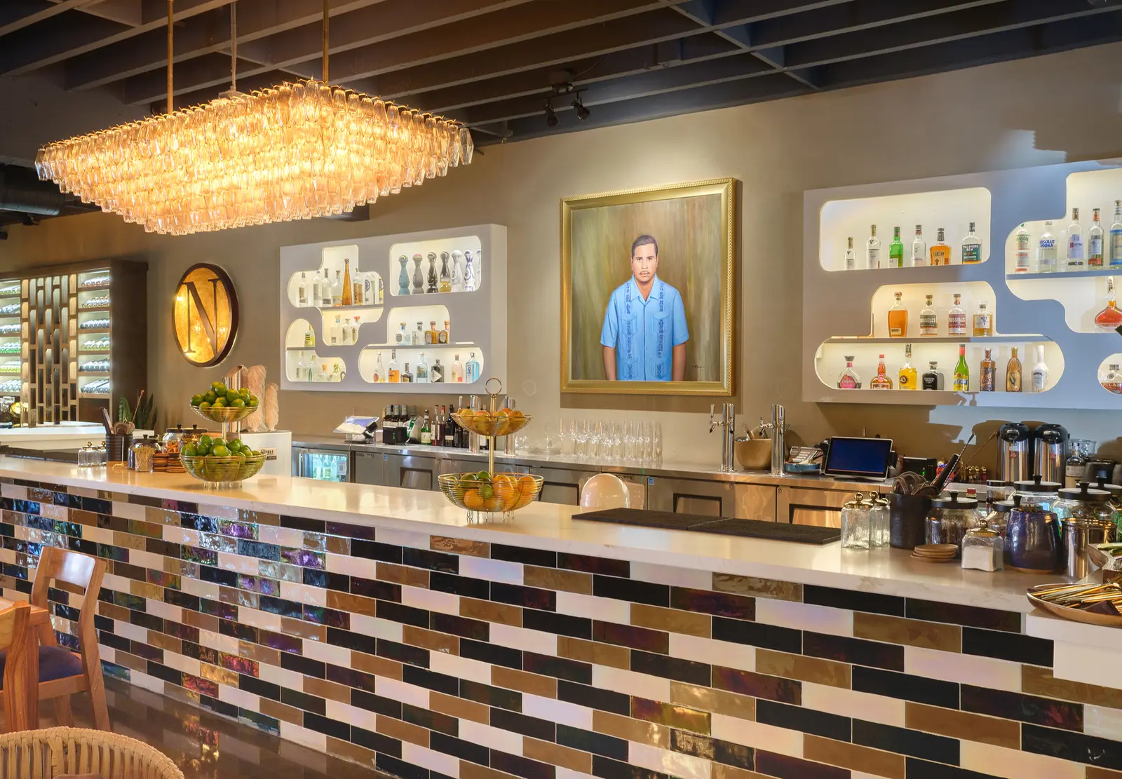 Upscale restaurant bar interior on the Monterey Peninsula
